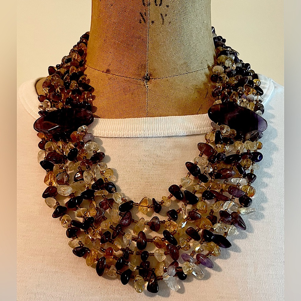 Multi Row Amethyst / Semi Precious Necklace